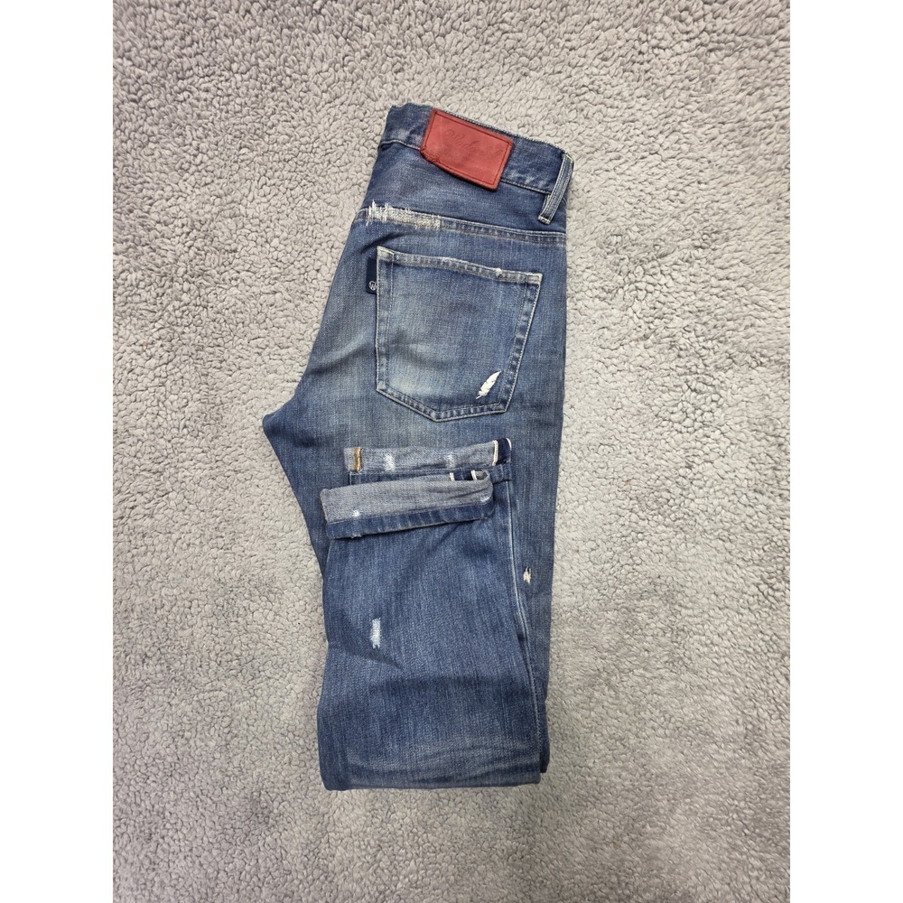 WODEN Selvedge Denim Jeans Womens Sz 0 Blue Straight‎ Leg Redline Button - Picture 12 of 13